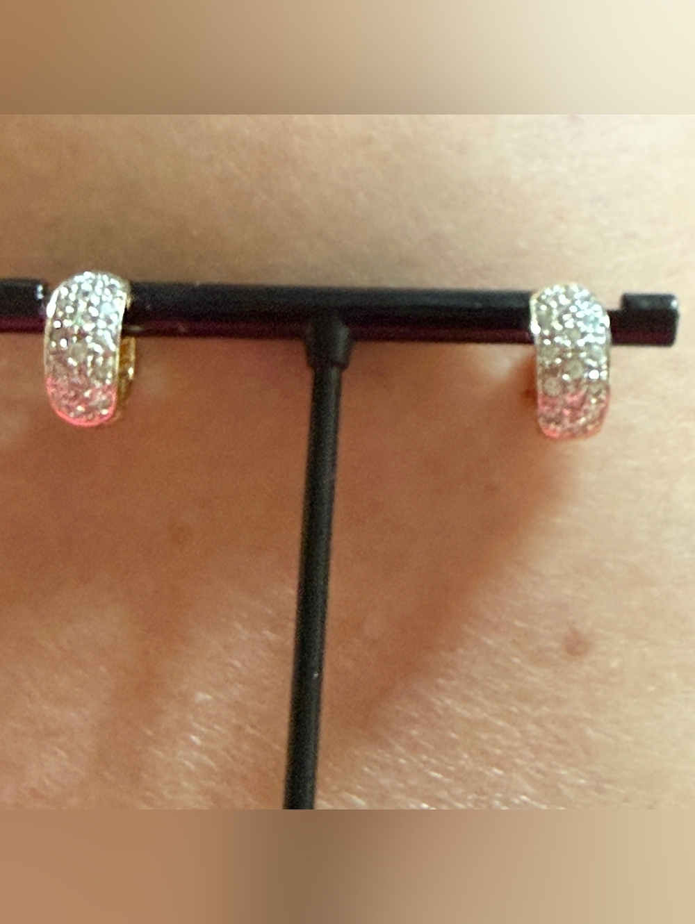 14k Gold Plated Pavé CZ Huggie Hoop Earrings